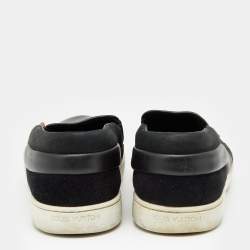 Louis Vuitton Black Patent Leather and Suede Studded Slip On Sneakers Size 38