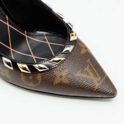 Pre Owned حذاء كعب عالي لوي فيتون إلدورادو كانفاس مونوغرامي وجلد أسود /بني مقاس 37.5