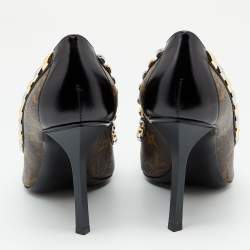 Pre Owned حذاء كعب عالي لوي فيتون إلدورادو كانفاس مونوغرامي وجلد أسود /بني مقاس 37.5