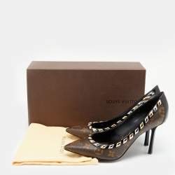 Pre Owned حذاء كعب عالي لوي فيتون إلدورادو كانفاس مونوغرامي وجلد أسود /بني مقاس 37.5