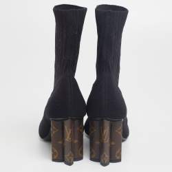 Pre Owned حذاء بوت كاحل لوي فيتون سيليويت قماش تريكو مونوغرامي أزرق كحلي مقاس 37.5