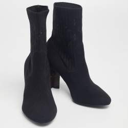 Pre Owned حذاء بوت كاحل لوي فيتون سيليويت قماش تريكو مونوغرامي أزرق كحلي مقاس 37.5