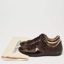 Louis Vuitton Monogram Canvas And Patent Leather Globe Trotter Low Top Sneakers Size 37