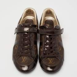 Louis Vuitton Monogram Canvas And Patent Leather Globe Trotter Low Top Sneakers Size 37