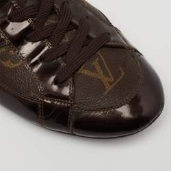 Louis Vuitton Monogram Canvas And Patent Leather Globe Trotter Low Top Sneakers Size 37