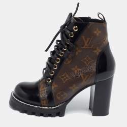 Louis Vuitton Women's Star Trail Ankle Boots Monogram Canvas with Patent  Brown 21186286