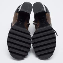مملوكة مسبقًا Louis Vuitton Black/Brown Patent And Coated Monogram Canvas Star Trail Ankle Boots Size 36