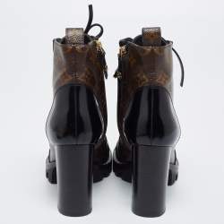 مملوكة مسبقًا Louis Vuitton Black/Brown Patent And Coated Monogram Canvas Star Trail Ankle Boots Size 36