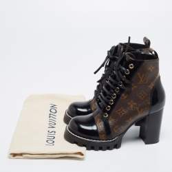 مملوكة مسبقًا Louis Vuitton Black/Brown Patent And Coated Monogram Canvas Star Trail Ankle Boots Size 36