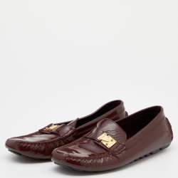 Louis Vuitton Burgundy Patent Leather Slip On Loafers Size 37.5