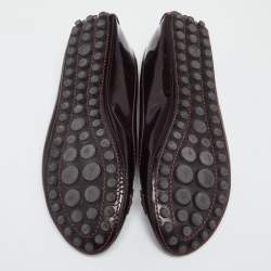 Pre Owned حذاء فلات باليه لوي فيتون أوكسفورد جلد لامع عنابي مقاس 39