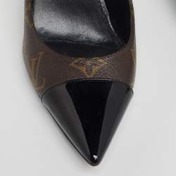 مملوكة مسبقًا Louis Vuitton Brown Monogram Coated Canvas and Patent Leather Cap Toe Fetish Pointed Pumps Size 36.5
