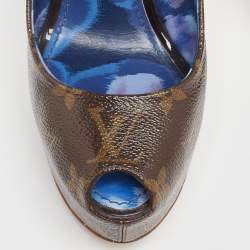 مملوكة مسبقًا Louis Vuitton Brown Monogram Canvas Rosemary Peep-Toe Pumps Size 37