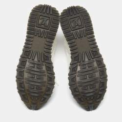 مملوكة مسبقًا حذاء رياضي لوي فيتون رون أواي كانفاس مونوغرامي وجلد أبيض/بني مقاس 37