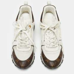مملوكة  مسبقًا حذاء رياضي لوي فيتون رون أواي كانفاس مونوغرامي وجلد أبيض/بني مقاس 37