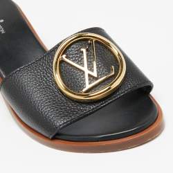 مملوكة مسبقًا صندل سلايد لوي فيتون سلايد لوك إت جلد أسود مقاس 36