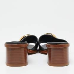 مملوكة مسبقًا صندل سلايد لوي فيتون سلايد لوك إت جلد أسود مقاس 36