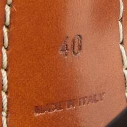 Pre Owned حذاء كعب عالي لوي فيتون جلد وكانفاس ميني لين أبيض/أزرق كحلي سير كاحل مقاس 40