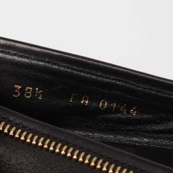 Pre Owned Louis Vuitton Black Leather Zipper Trim Oxford Ballet Flats Size 38.5