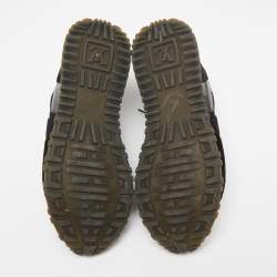 مملوكة مسبقًا Louis Vuitton Brown/Black Monogram Coated Canvas, Mesh and Suede Run Away Sneakers Size 36.5