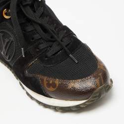 مملوكة مسبقًا Louis Vuitton Brown/Black Monogram Coated Canvas, Mesh and Suede Run Away Sneakers Size 36.5