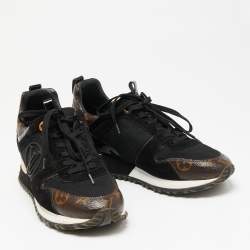 مملوكة مسبقًا Louis Vuitton Brown/Black Monogram Coated Canvas, Mesh and Suede Run Away Sneakers Size 36.5