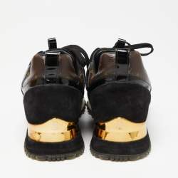 مملوكة مسبقًا Louis Vuitton Brown/Black Monogram Coated Canvas, Mesh and Suede Run Away Sneakers Size 36.5