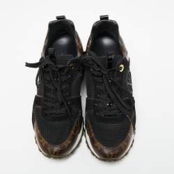 مملوكة مسبقًا Louis Vuitton Brown/Black Monogram Coated Canvas, Mesh and Suede Run Away Sneakers Size 36.5