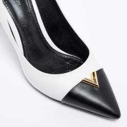 Pre Owned حذاء كعب عالي لوي فيتون هارتبريكير جلد أسود / أبيض مقاس39