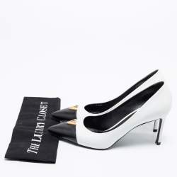 Pre Owned حذاء كعب عالي لوي فيتون هارتبريكير جلد أسود / أبيض مقاس39