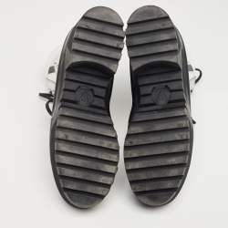 Pre Owned حذاء بوت لوي فيتون ديزرت سبيس شيب لوريتا جلد فضي نعل سميك مقاس 37