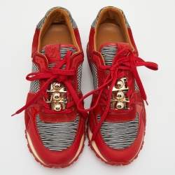 Pre Owned حذاء رياضي لوي فيتون رون اواي جلد وشعر عجل متعدد الألوان مزخرف مقاس 37