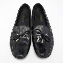 Pre Owned Louis Vuitton Black Epi Leather Arizona Bow Slip On Loafers Size 39