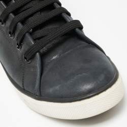 مملوكة مسبقًا حذاء رياضي لوي فيتون جلد نوبوك رصاصي داكن رقعة لوف عنق مرتفع مقاس 36.5