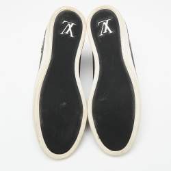 مملوكة مسبقًا حذاء رياضي لوي فيتون جلد نوبوك رصاصي داكن رقعة لوف عنق مرتفع مقاس 36.5