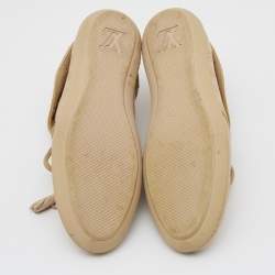 Louis Vuitton Beige Embossed Monogram Suede Lace Up Sneakers Size 37
