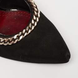 Louis Vuitton  Black Suede Chain Embellished Pointed Toe  Pumps Size 38