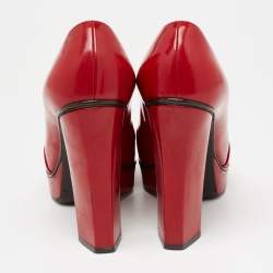 مملوكة مسبقًا Louis Vuitton Red Patent Leather Platform Block Heel Pumps Size 38