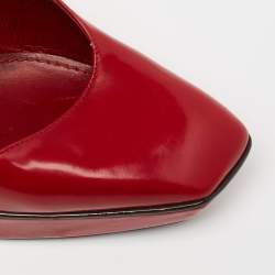 مملوكة مسبقًا Louis Vuitton Red Patent Leather Platform Block Heel Pumps Size 38