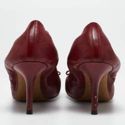 Louis Vuitton Burgundy Leather Bow Fiance Pumps Size 36.5