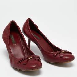 Louis Vuitton Burgundy Leather Bow Fiance Pumps Size 36.5