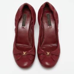 Louis Vuitton Burgundy Leather Bow Fiance Pumps Size 36.5