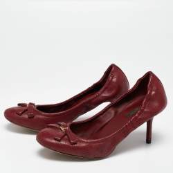 Louis Vuitton Burgundy Leather Bow Fiance Pumps Size 36.5