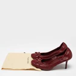 Louis Vuitton Burgundy Leather Bow Fiance Pumps Size 36.5