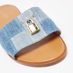 Pre Owned صندل سلايد فلات لوي فيتون لوك ايت دينم أزرق مقاس 39