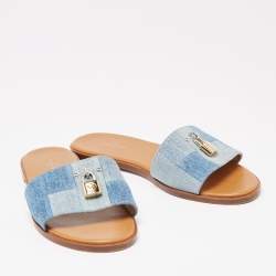 Pre Owned صندل سلايد فلات لوي فيتون لوك ايت دينم أزرق مقاس 39