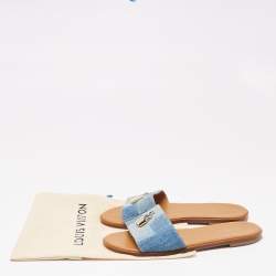 Pre Owned صندل سلايد فلات لوي فيتون لوك ايت دينم أزرق مقاس 39