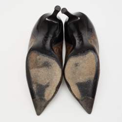 Pre Owned حذاء كعب عالي لوي فيتون شيري جلد لامع وكانفاس مونوغرامي مقاس 38.5