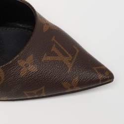 Pre Owned حذاء كعب عالي لوي فيتون شيري جلد لامع وكانفاس مونوغرامي مقاس 38.5