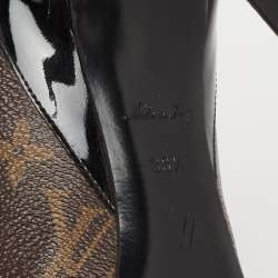 Pre Owned حذاء كعب عالي لوي فيتون شيري جلد لامع وكانفاس مونوغرامي مقاس 38.5